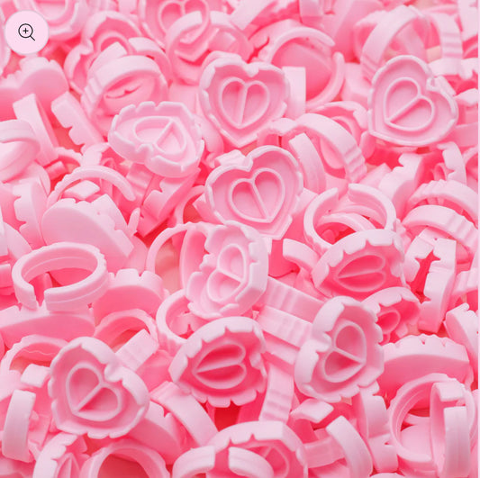 Pink Heart Glue Rings (50pc)